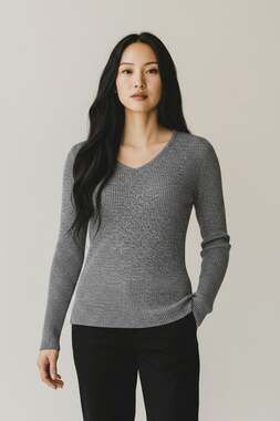 Women's Gray Rag & Bone Long Sleeve V Neck Lightweight Sweater Minimalist XS